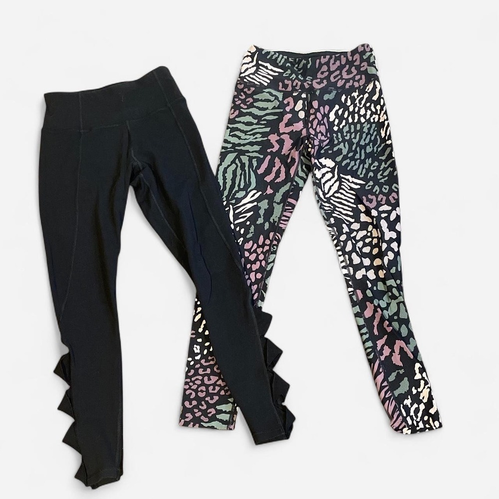 Calvin Klein Animal Print & Black Lot of 2 Workout Leggings